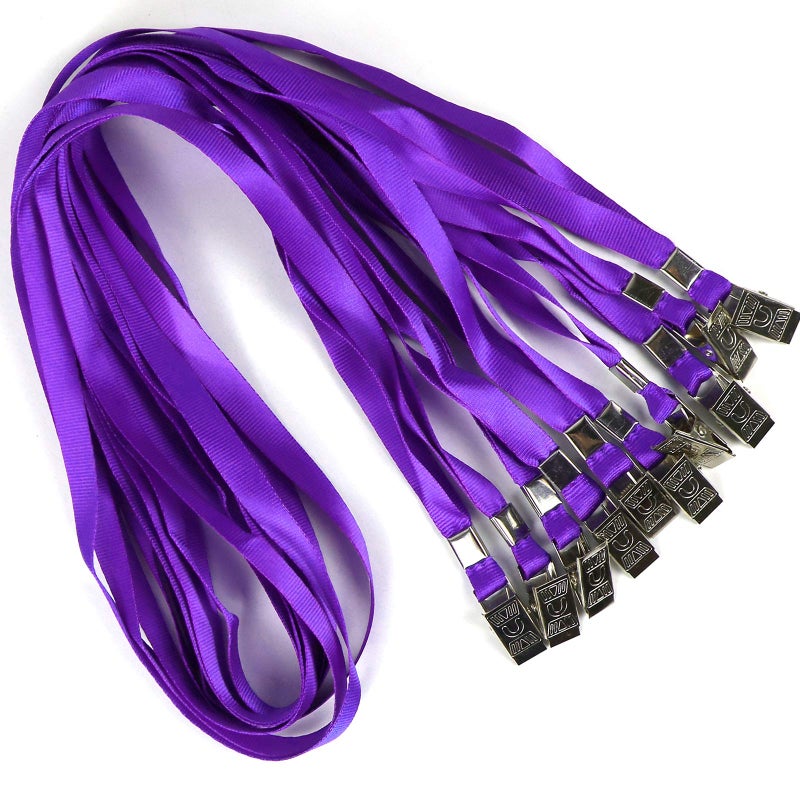 Bird Fiy Purple Lanyards 100 Pack 34" Premium Lanyard Bulldog Clips Bulk Nylon Flat Lanyard with Badge Clip (Purple, 100 Pack) - Image 1